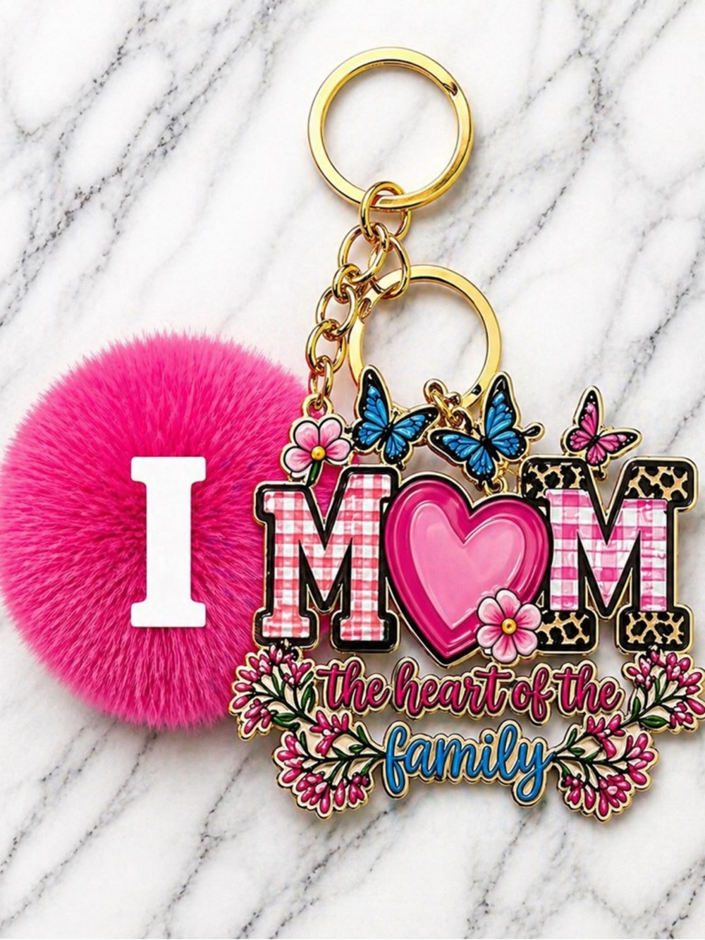 Hand-Crafted Pom Pom Lobster Claw Keychain Bag Charm | Gold Hardware - Picture 10 of 12